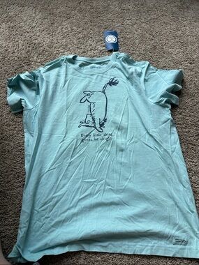 Life Is Good Light Aqua Tee with Navy Sketch